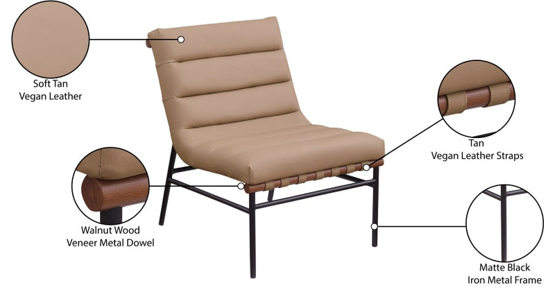 Burke Vegan Leather Upholstered Accent Chair in Tan - 416Tan