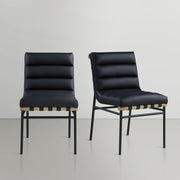 Burke Vegan Leather Upholstered Dining Chair in Black, Set of 2 - 590Black-C