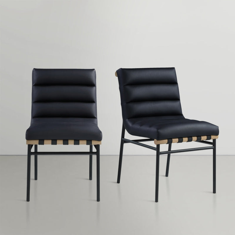 Burke Vegan Leather Upholstered Dining Chair in Black, Set of 2 - 590Black-C