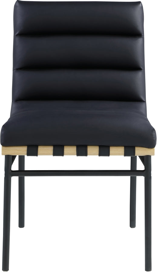 Burke Vegan Leather Upholstered Dining Chair in Black, Set of 2 - 590Black-C