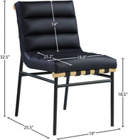 Burke Vegan Leather Upholstered Dining Chair in Black, Set of 2 - 590Black-C