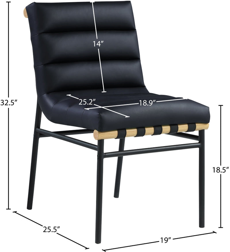 Burke Vegan Leather Upholstered Dining Chair in Black, Set of 2 - 590Black-C