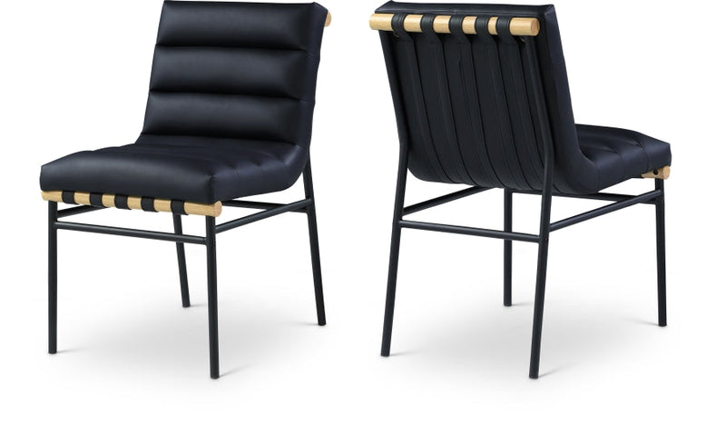 Burke Vegan Leather Upholstered Dining Chair in Black, Set of 2 - 590Black-C