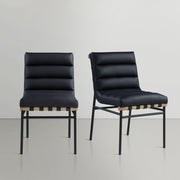 Burke Vegan Leather Upholstered Dining Chair in Black, Set of 2 - 590Black-C