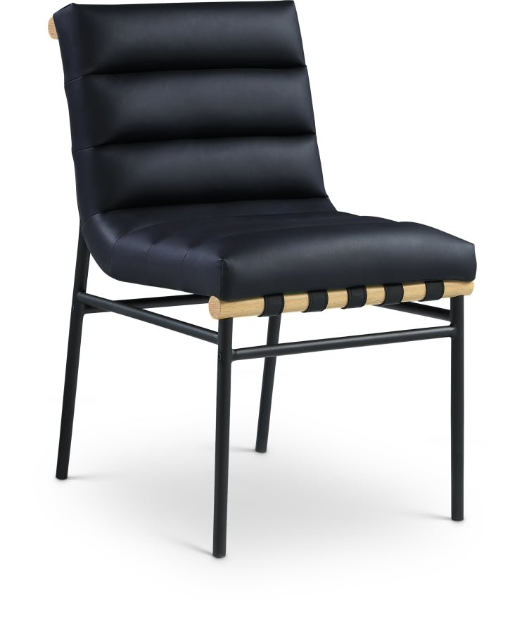 Burke Vegan Leather Upholstered Dining Chair in Black, Set of 2 - 590Black-C