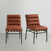 Burke Vegan Leather Upholstered Dining Chair in Cognac, Set of 2 - 590Cognac-C