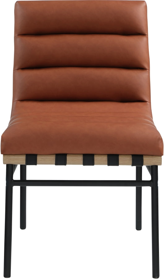 Burke Vegan Leather Upholstered Dining Chair in Cognac, Set of 2 - 590Cognac-C