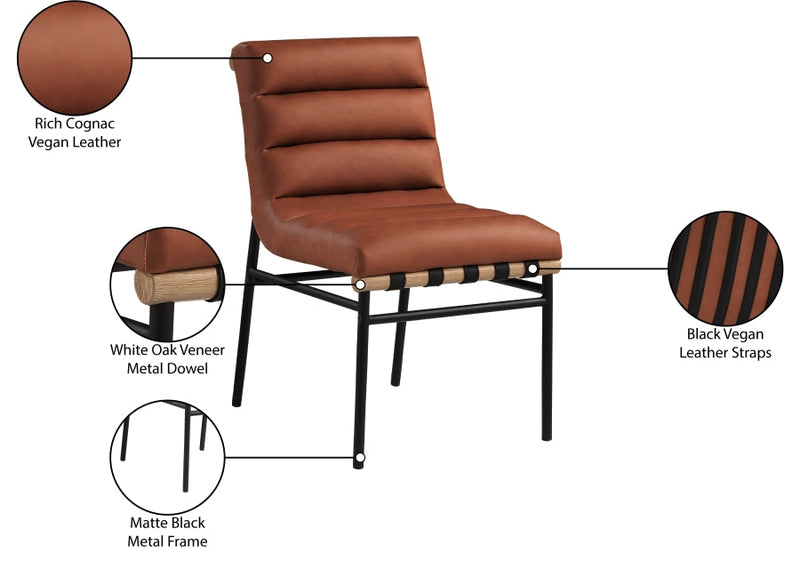 Burke Vegan Leather Upholstered Dining Chair in Cognac, Set of 2 - 590Cognac-C