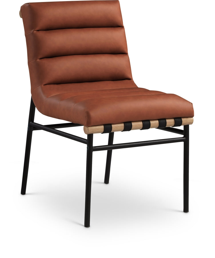 Burke Vegan Leather Upholstered Dining Chair in Cognac, Set of 2 - 590Cognac-C