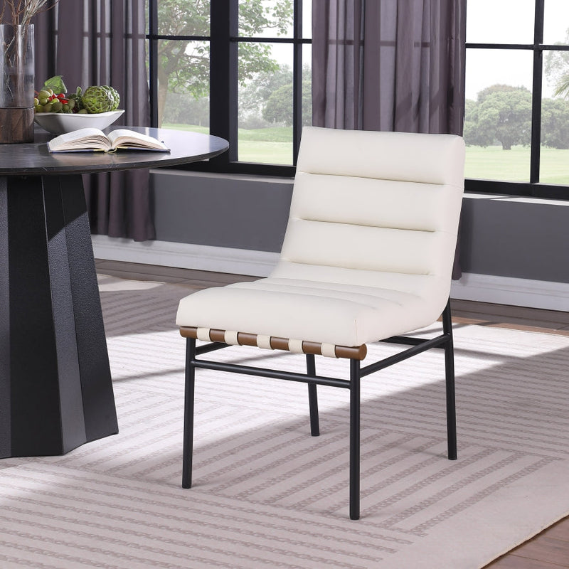 Burke Vegan Leather Upholstered Dining Chair in Cream, Set of 2 - 577Cream-C