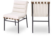Burke Vegan Leather Upholstered Dining Chair in Cream, Set of 2 - 577Cream-C