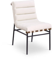 Burke Vegan Leather Upholstered Dining Chair in Cream, Set of 2 - 577Cream-C