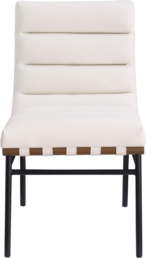 Burke Vegan Leather Upholstered Dining Chair in Cream, Set of 2 - 577Cream-C