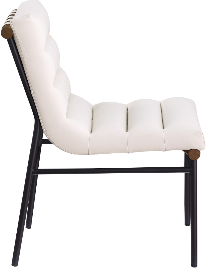 Burke Vegan Leather Upholstered Dining Chair in Cream, Set of 2 - 577Cream-C