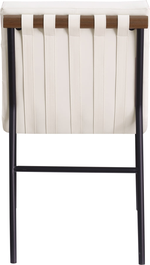 Burke Vegan Leather Upholstered Dining Chair in Cream, Set of 2 - 577Cream-C
