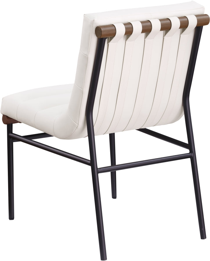 Burke Vegan Leather Upholstered Dining Chair in Cream, Set of 2 - 577Cream-C