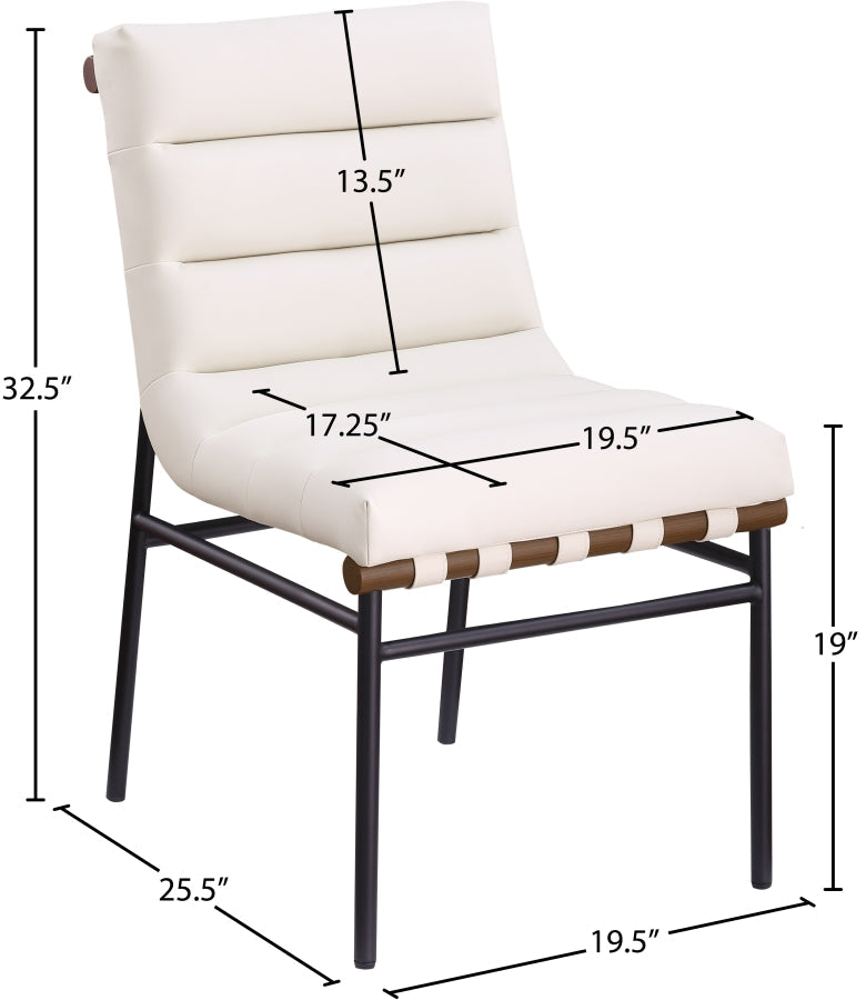 Burke Vegan Leather Upholstered Dining Chair in Cream, Set of 2 - 577Cream-C