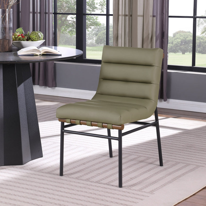 Burke Vegan Leather Upholstered Dining Chair in Olive, Set of 2 - 577Olive-C