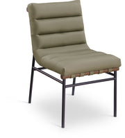 Burke Vegan Leather Upholstered Dining Chair in Olive, Set of 2 - 577Olive-C