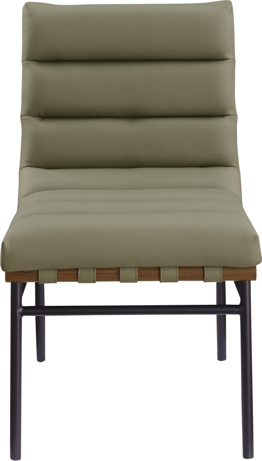 Burke Vegan Leather Upholstered Dining Chair in Olive, Set of 2 - 577Olive-C