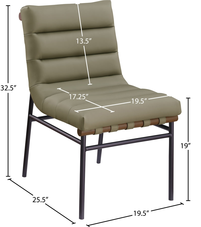 Burke Vegan Leather Upholstered Dining Chair in Olive, Set of 2 - 577Olive-C