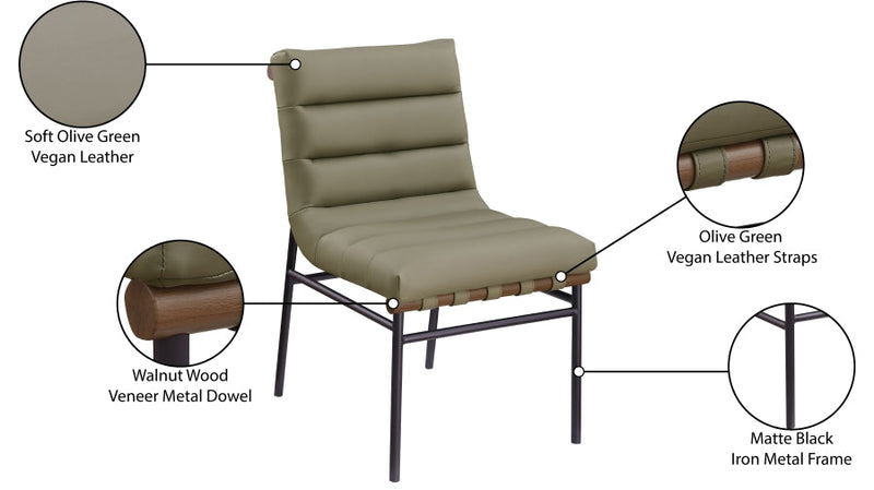 Burke Vegan Leather Upholstered Dining Chair in Olive, Set of 2 - 577Olive-C