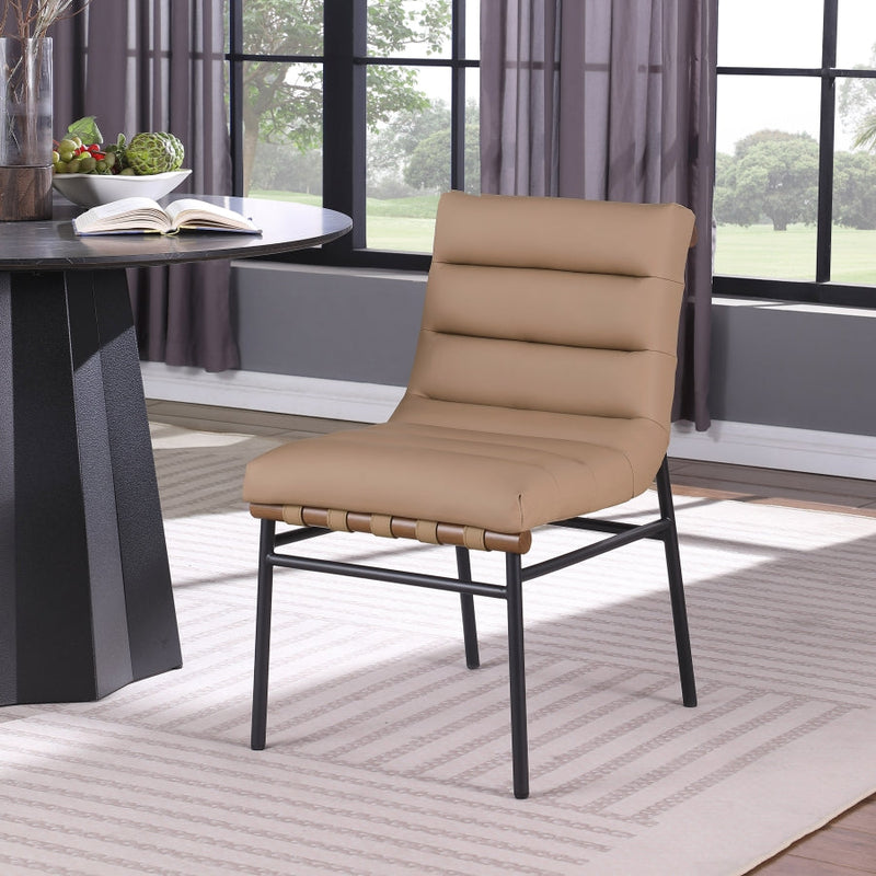 Burke Vegan Leather Upholstered Dining Chair in Tan, Set of 2 - 577Tan-C