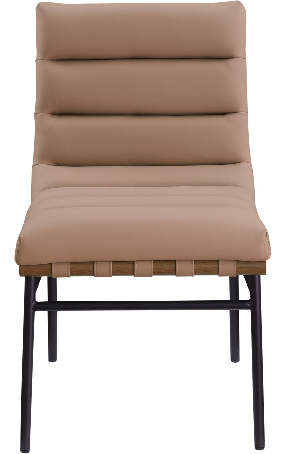 Burke Vegan Leather Upholstered Dining Chair in Tan, Set of 2 - 577Tan-C