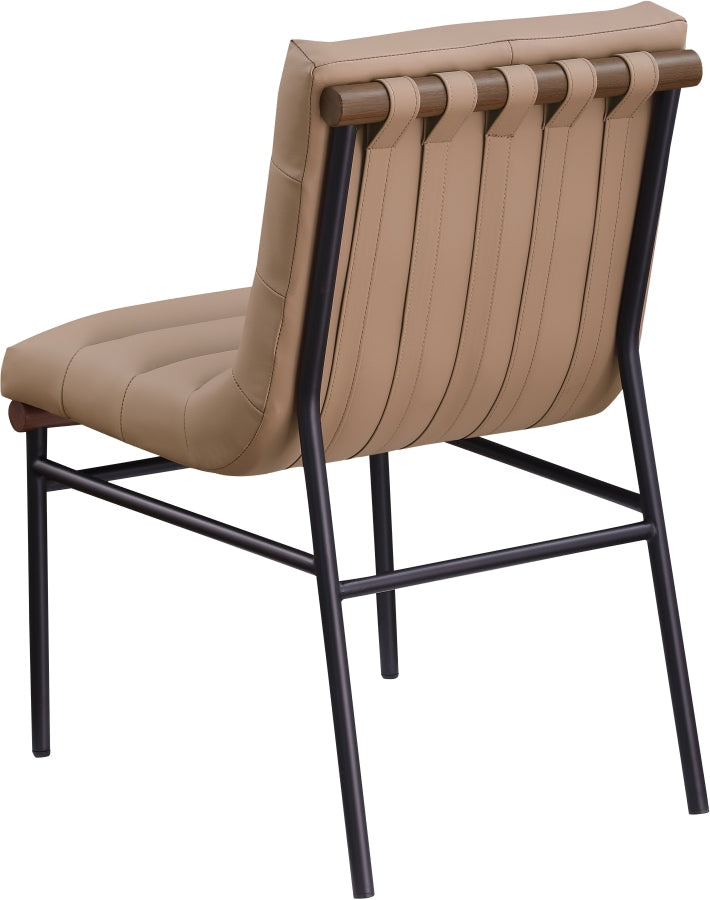 Burke Vegan Leather Upholstered Dining Chair in Tan, Set of 2 - 577Tan-C
