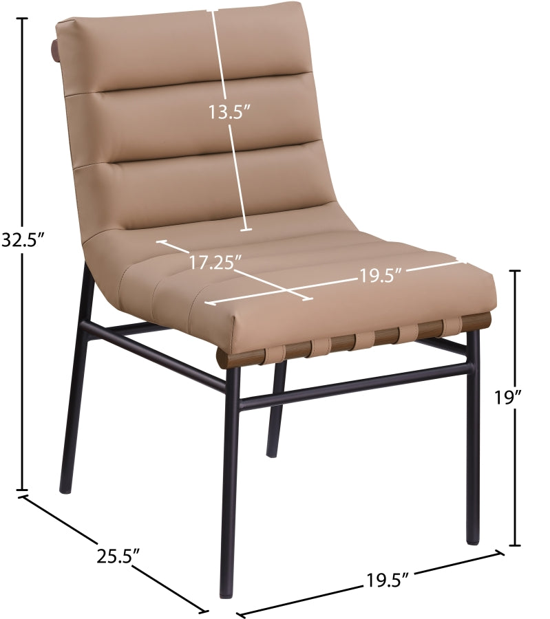 Burke Vegan Leather Upholstered Dining Chair in Tan, Set of 2 - 577Tan-C