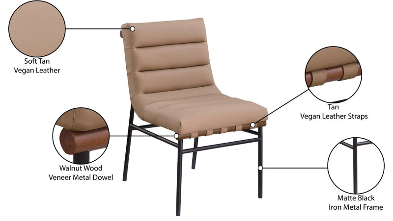 Burke Vegan Leather Upholstered Dining Chair in Tan, Set of 2 - 577Tan-C