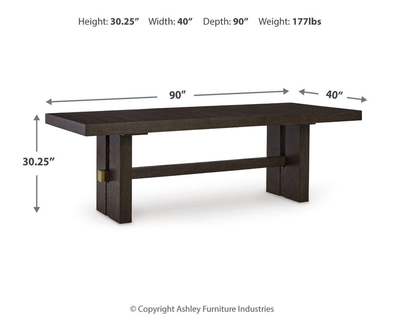 Burkhaus Dining Table and 6 Chairs in Dark Brown - PKG023626