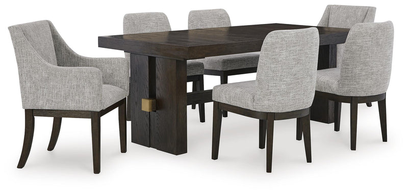 Burkhaus Dining Table and 6 Chairs in Dark Brown - PKG023626