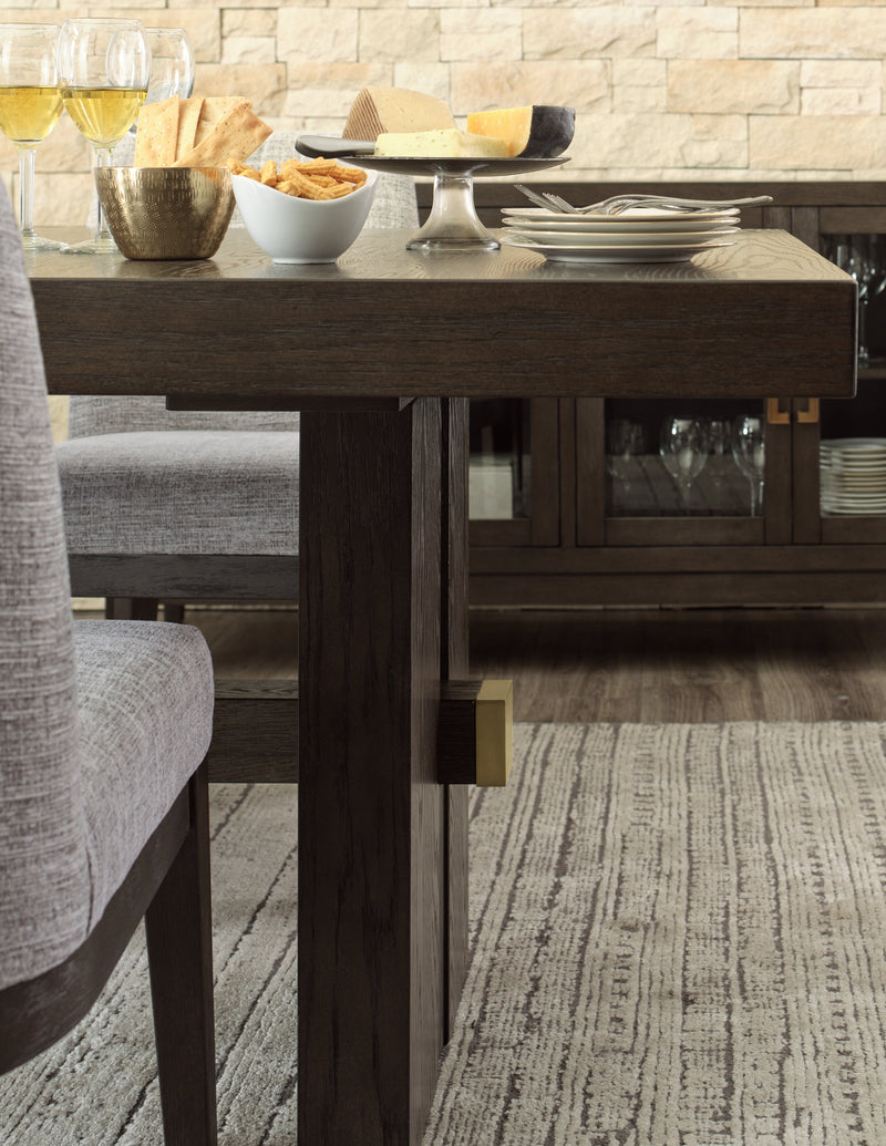 Burkhaus Dining Table and 8 Chairs with Storage in Dark Brown - PKG013374