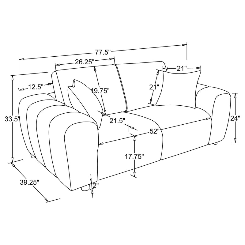 Burnett 3-piece Chenille Upholstered Sofa Set Burnt Orange - 504951-S3