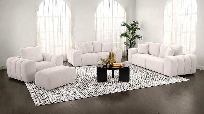 Burnett 4-piece Chenille Upholstered Sofa Set Ivory - 504955-S4
