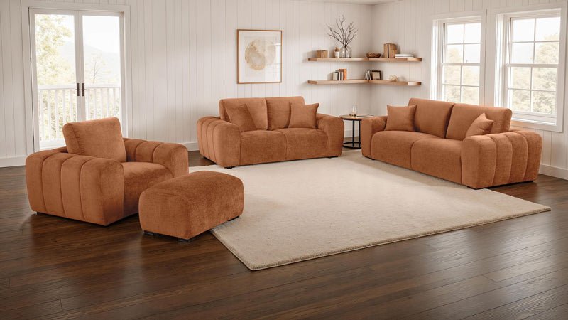 Burnett Chenille Upholstered Ottoman Burnt Orange - 504954