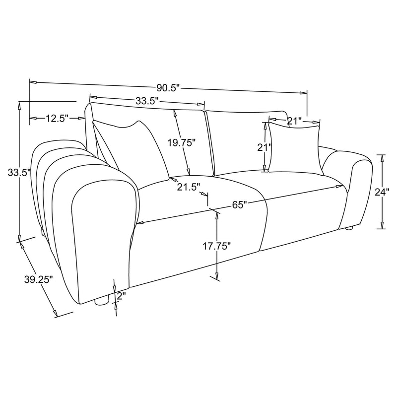 Burnett Chenille Upholstered Wide Arm Sofa Burnt Orange - 504951