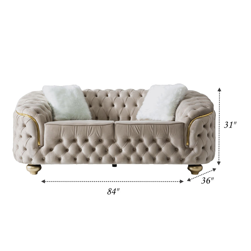 Bursa 84 in. Loveseat in Cream Velvet - Gate FurnitureLoveseat