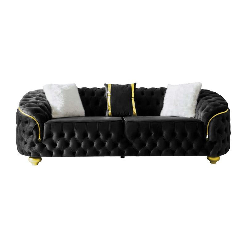 Bursa Black Velvet Living Room Set - Gate FurnitureLiving Room Set