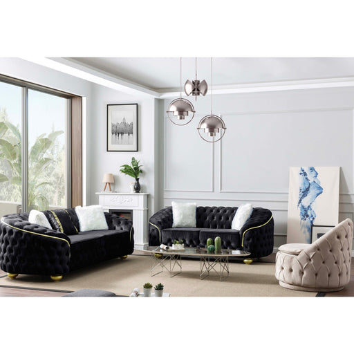 Bursa Black Velvet Living Room Set - Gate FurnitureLiving Room Set