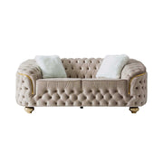 Bursa Cream Velvet Living Room Set - Gate FurnitureLiving Room Set