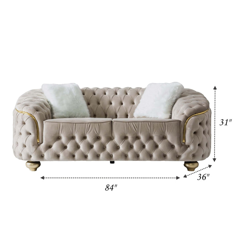 Bursa Cream Velvet Living Room Set - Gate FurnitureLiving Room Set