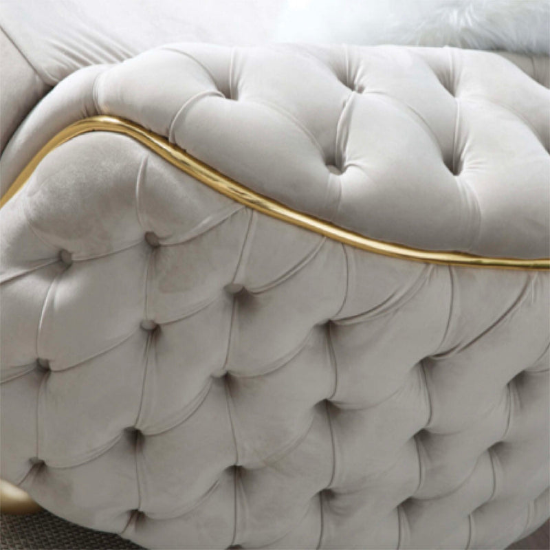 Bursa Cream Velvet Living Room Set - Gate FurnitureLiving Room Set
