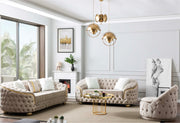 Bursa Cream Velvet Living Room Set - Gate FurnitureLiving Room Set
