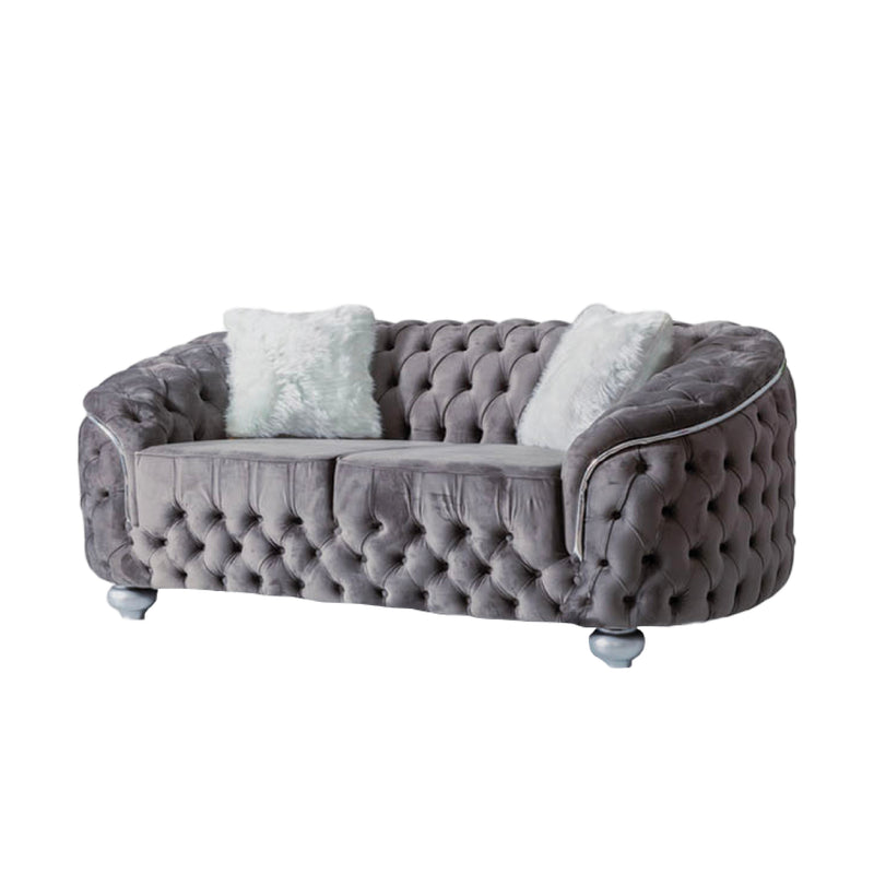 Bursa Gray Velvet Living Room Set - Gate FurnitureLiving Room Set