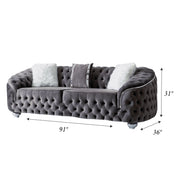 Bursa Gray Velvet Living Room Set - Gate FurnitureLiving Room Set