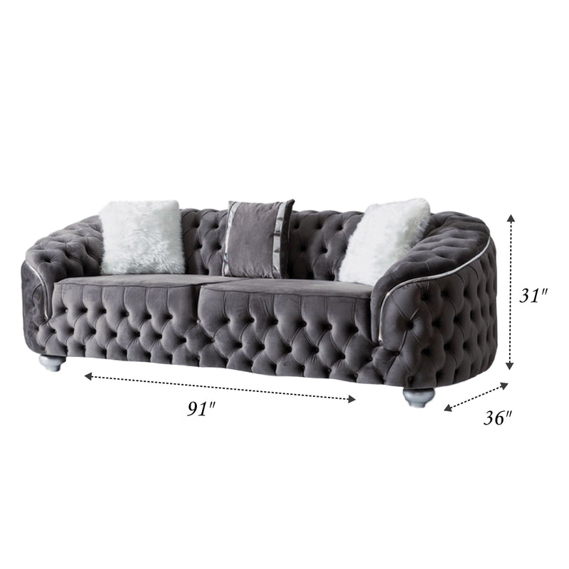 Bursa Gray Velvet Living Room Set - Gate FurnitureLiving Room Set