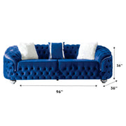 Bursa Navy Velvet Living Room Set - Gate FurnitureLiving Room Set
