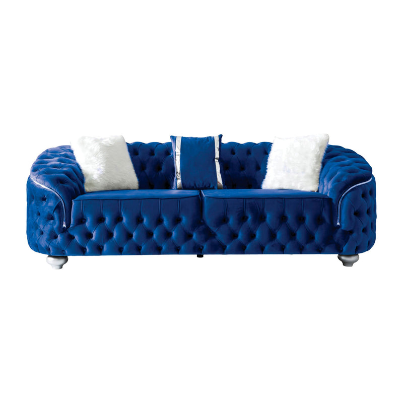 Bursa Navy Velvet Living Room Set - Gate FurnitureLiving Room Set